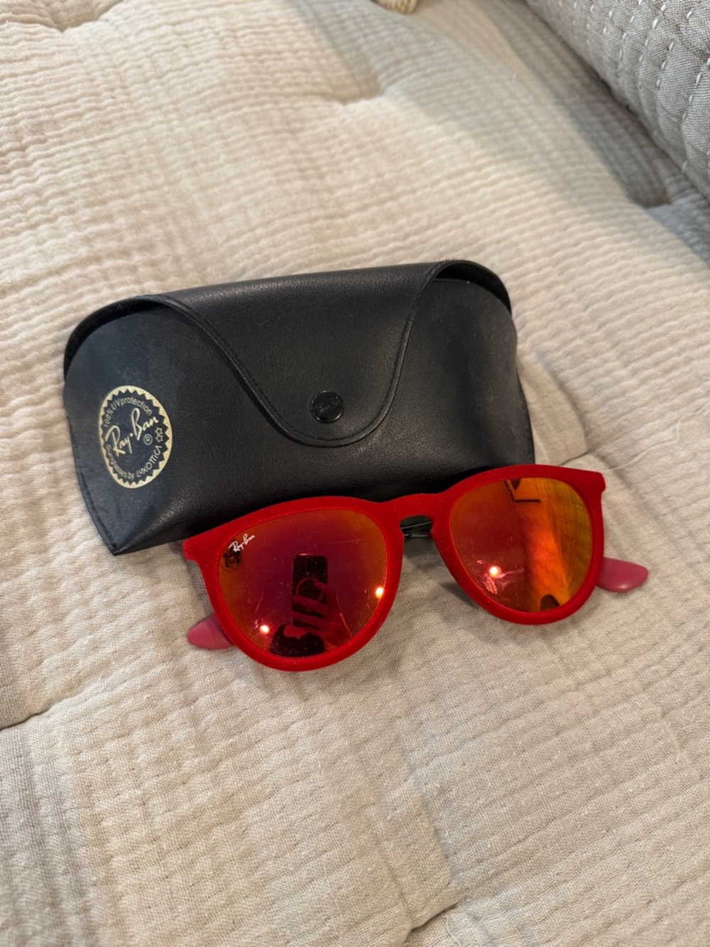 Ray-Ban Red Frame Sunglasses with Red Mirrored Lenses